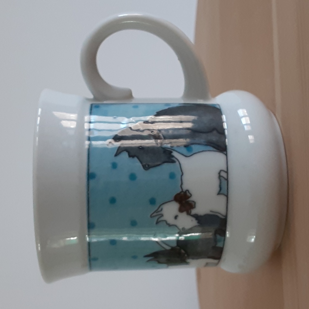 Scotty Dogs in Bows on Blue Polka Dot Background Mug 8 oz Scottish Terriers